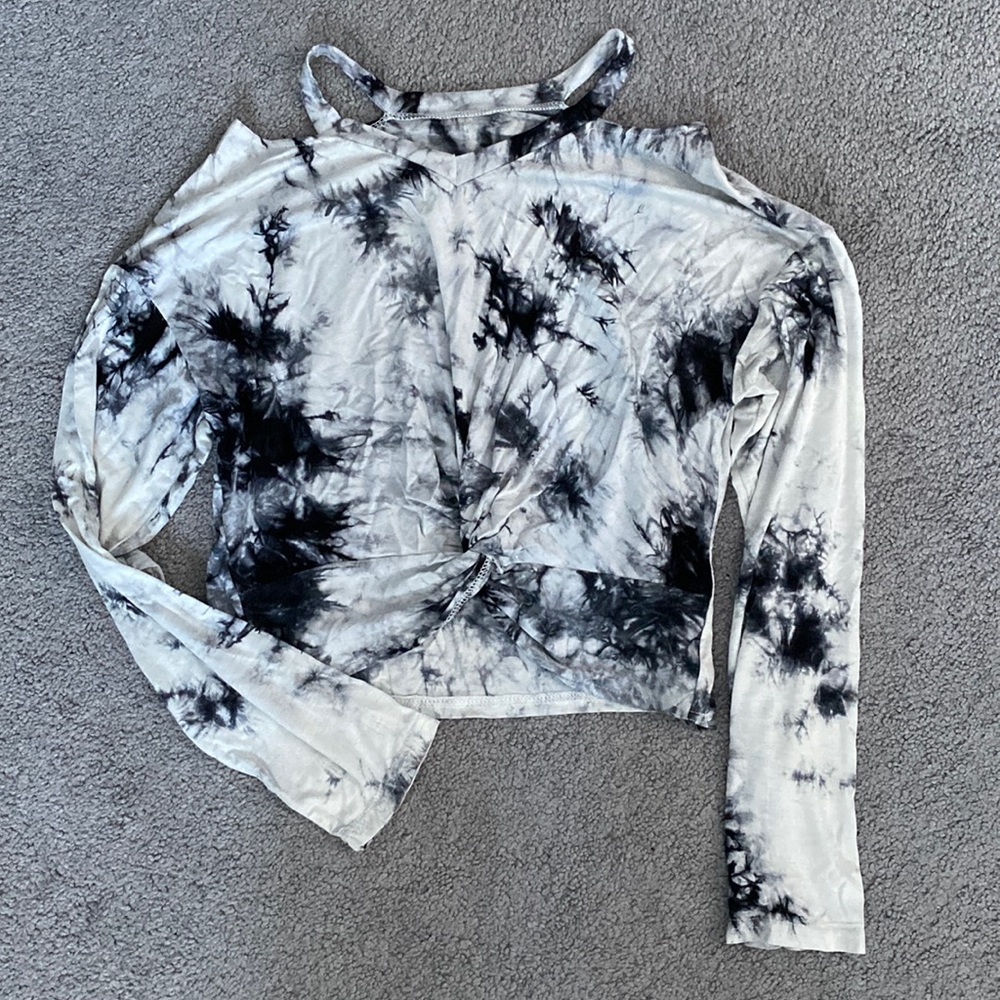 Aerie Tie Dye Long Sleeve with Small Shoulder Cutouts and a Front Twist Tie